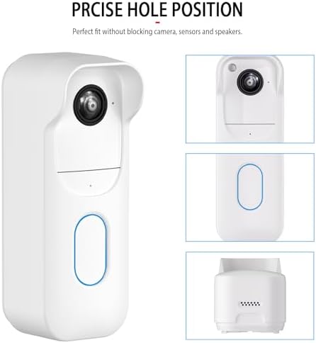 Silicone Skin Case for Blink Video Doorbell (2nd Gen) - Weatherproof Silicone Protective Cover with Brim for All-New Blink Doorbell Camera 2025 Full Protection (White) - Image 4