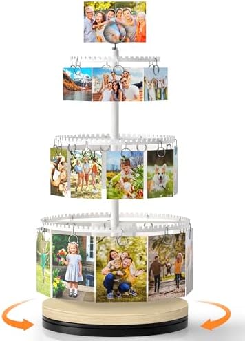 Bikoney 3-Tier Rotating Picture Stand with 30 Clips, Money & Gift Card Tree by Bikoney