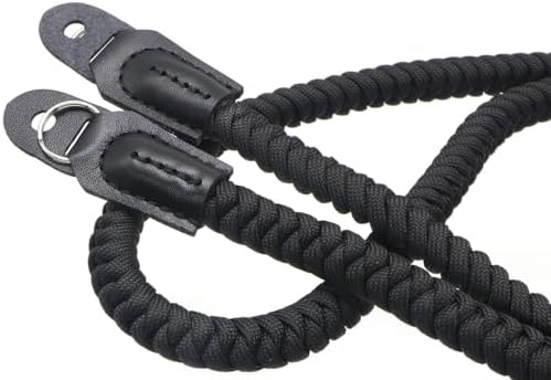 Paracord Woven Camera Neck Shoulder Strap Belt Hand Compatible with Canon Nikon Sony Olympus Pentax Fujifilm Panasonic SLR DSLR Digital Mirrorless Cameras 36inch Black - Image 3