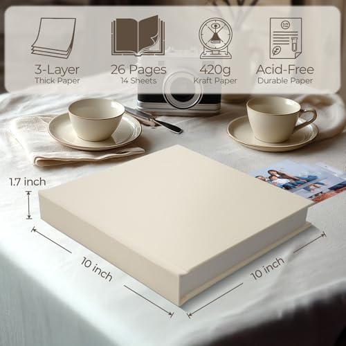 Vienrose Scrapbook Album 10x10 Inch Linen 420gsm Kraft 40 Pages Beige - Image 4