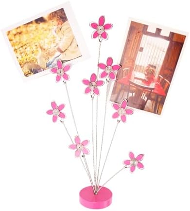 8-Branch Family Tree Picture Frame Holder, Card Photo Clips Holder Desk Stand for Memo Paper Note Photo Christmas Wedding Card Display (Rose Red Flower) by TFu