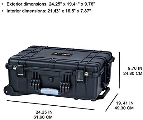 MEIJIA Portable Waterproof Protective Case, Hard Camera Case With Retractable Pull Handle And Rolling Wheels, Customizable Fit Foam Inserted, Elegant Black, 24.25 X19.41 X9.76 inche - Image 4