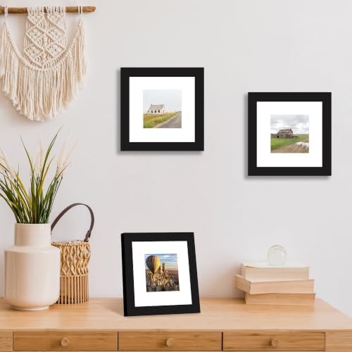 6x6 Picture Frame Set of 4 with Real Glass, Wall & Tabletop Display - Image 2