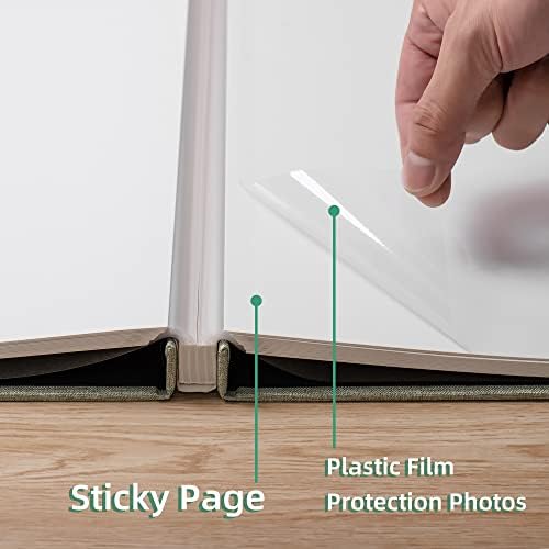 Large Photo Album Self Adhesive Scrapbook Album for 4×6 8×10 Pictures DIY Magnetic Linen Cover Album 60 Pages for Family Wedding Gifts with Metal Pen and Plastic Board - Image 5