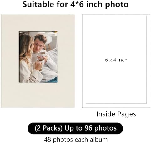 Small 4x6 Photo Album 24 Pockets Linen Cover Beige 2 Pack - Image 2