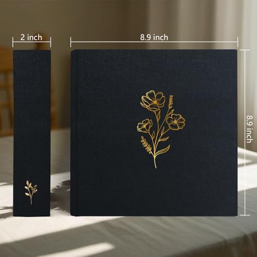 Holoary Photo Album 4x6 200 Photos, 200 Pockets 4”x6” Picture Album, Linen Fabric Cover Big Picture Book for Photos with Writing Area, 4x6 Photo Albums for Family Weddings Travel Memories(Black) - Image 2