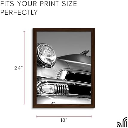 Americanflat 18x24 Poster Frame - Walnut Engineered Wood with Polished Plexiglass - Wide Picture Frame for Vertical or Horizontal Wall Display - Epic Collection - Walnut - Image 2