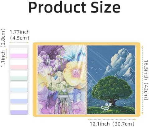 A3 Diamond Painting Storage Book, 60 Views Art Portfolio Presentations Folder with 30 Pages Protectors, 17.3x12.8in Yellow - Image 6