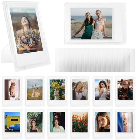 2x3 Photo Frames for Instax Mini EVO 13 12 Liplay SE Link 3 Camera Film, 3-inch Small Picture Frame for Mini 11 40 41 90 99 7+ Photo with Clear Protective Film (14-Packs Frosted Clear) by HIYQIN