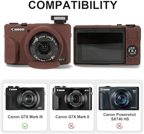 BOVKE Hard Case + Silicone Cover for Canon Powershot G7 X Mark III, Brown - Image 3