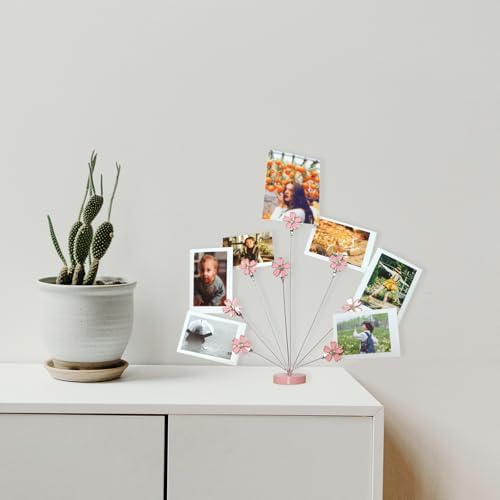 8-Branch Family Tree Picture Frame Holder, Card Photo Clips Holder Desk Stand for Memo Paper Note Photo Christmas Wedding Card Display (Cherry Blossoms) - Image 2