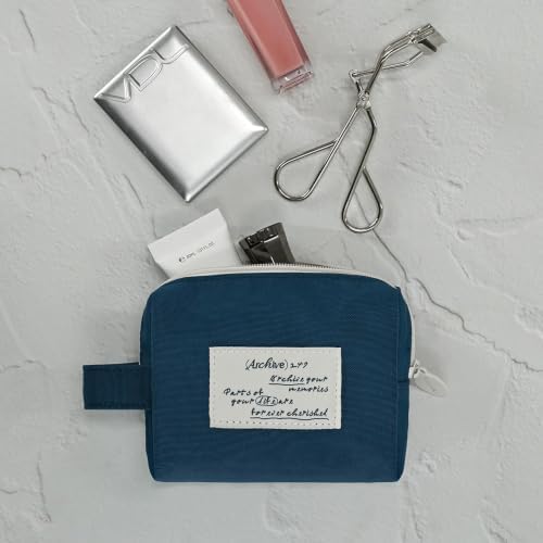 Monolike Archive 247 Handy Pouch, Navy - Small Nylon Pouch, Portable Cosmetic & Toiletry Case, Tech Cable Organizer, Daily Storage Bag - Image 5