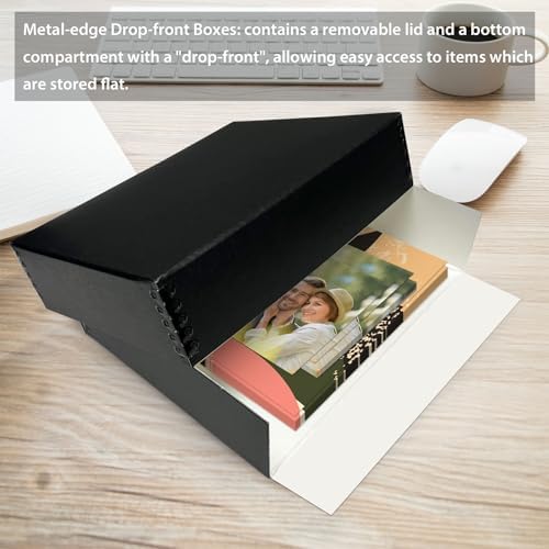 Golden State Art, Drop Front Archival Storage Box, 8.75"x10.75"x3"-Black - Image 2