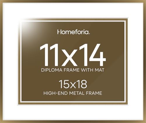 Homeforia 15x18 Bronze Diploma Frame, High-End Metal, 11x14 Mat, Glass by Homeforia