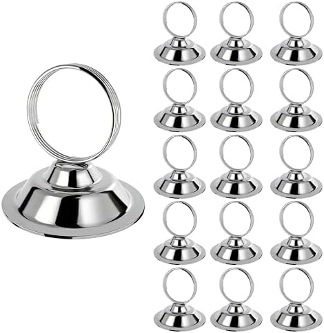 Urban Deco 16 PK Table Card Holder Place Card Holders Steel Card Holders for Photos, Food Signs, Memo Notes, Weddings, Restaurants, Birthday (Silver) by UrbanDeco