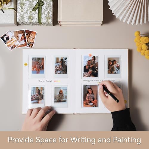 Instax Mini Photo Album with Writing Space, Linen Cover, Green - Image 4