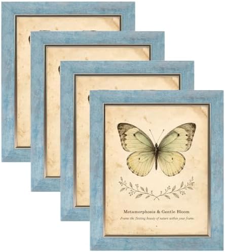 XUANLUO 8x10 Picture Frames Set of 4,Rustic Retro Photo Frame(Blue) by XUANLUO