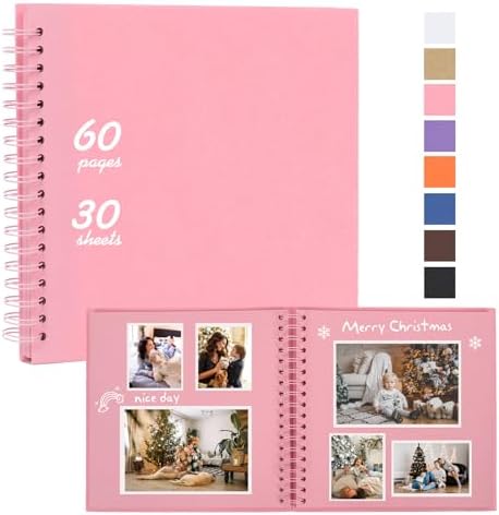 RECUTMS 12x12 Large Scrapbook 60 Pages Kraft Paper DIY Wedding Album Pink by RECUTMS