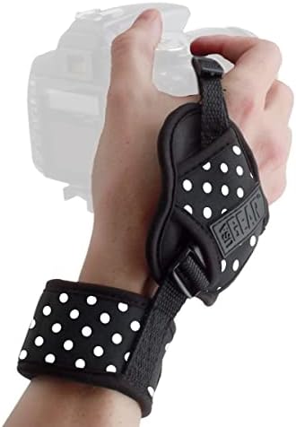 USA Gear DualGRIP Professional Grip Camera Hand Strap with Neoprene Design and Metal Plate - Compatible with Canon, Fujifilm, Nikon, Sony, and more DSLR, Mirrorless, Point & Shoot Cameras (Polka Dot) by USAGEAR