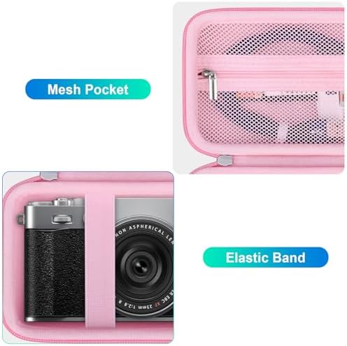 BOVKE Hard Carrying Case for FUJIFILM X-E5 Mirrorless Digital Camera, Extra Mesh Pocket for Batteries, SD Card, Charging Cables and More Additional Accessories, Pink - Image 5