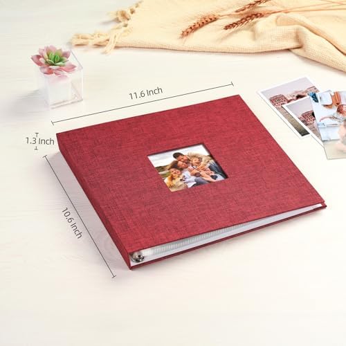Mublalbum 10x10 Inch 3 Ring DIY Scrapbook Photo Album 40 Pages, Red - Image 2
