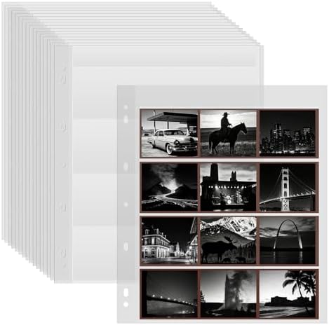 50PCS 120 Film Negative Sleeves Acid Free Archival Film Negative Storage for 120 film Can Hold 16 Pieces of 6×4.5 CM 12 Pieces of 6×6 CM Per Page Compatible with 3-Ring Binders for Organizing 120 Film by Unknown