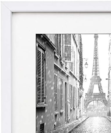 Americanflat 11x14 Picture Frame with Shatter-Resistant Glass - Use as 8x10 Frame with Mat or Display 11x14 Photo Without Mat - Signature Collection - Picture Frames for Wall Display - White - Image 7