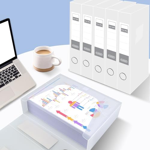HUA JIE 6 Pack A4 Storage File Boxes Plastic Archives Cases,Transparent - Image 6