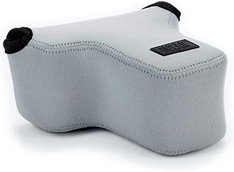 USA Gear Camera Sleeve (Medium) for Compact SLRs Compatible with Canon EOS R100 Nikon Z30 Sony ZV-E10, and more - Padded Neoprene DSLR Case with Zipper Accessory Pocket & Belt Loop (Gray) - Image 2