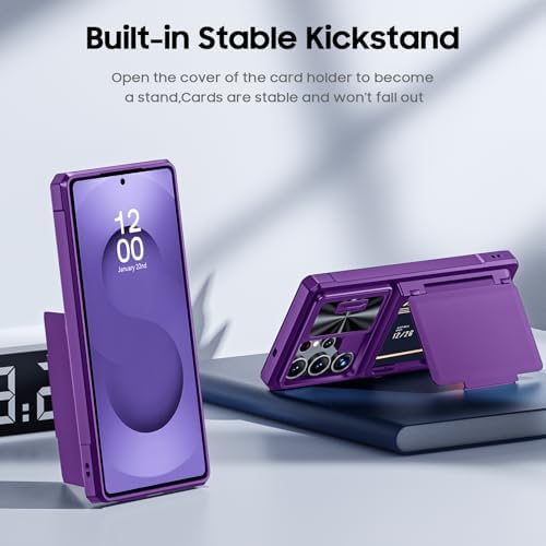 GooseBox for Samsung Galaxy S25 Ultra Case Wallet with RFID [Cards Holder][Camera Cover][Edge Raised] Full Body Shockproof Silicone Protective Phone Case for Galaxy S25 Ultra 6.9" 2025 (Purple) - Image 5