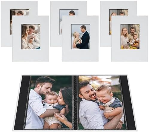 Small 4x6 Photo Album 24 Pockets Linen Cover White 6 Pack by Remowith