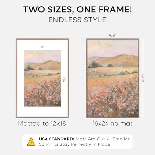 Homeforia 16x24 Mocha Picture Frame, High-End Metal, 12x18 Mat, Glass - Image 2