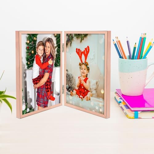 Golden State Art 6x8 Hinged Metal Picture Frame, Rose Gold, Tabletop - Image 6