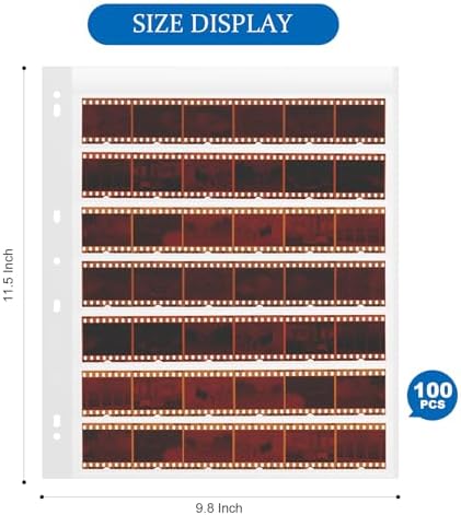 100 Pcs 35mm Negative Sleeves - Acid-Free Archival Film Negative Storage Pages, Pages Holds 7 Strips of 6 Frames - Compatible with 3-Ring Binders for Organizing 35mm Film - Image 2