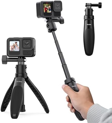 TELESIN 15.75'' Selfie Stick Tripod,Portable Camera Handle Grip Monopod by telesin