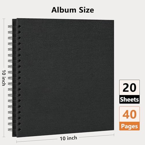 Vienrose Scrapbook Album,40 Pages,10x10 Inch,Tulip Black - Image 2
