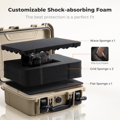 K&F CONCEPT Waterproof Hard Case, IP67 Protective Case with Pre-Scored Foam - Image 4