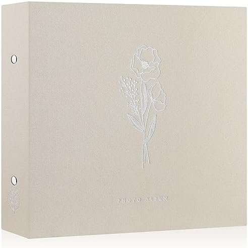Lanpn 12x12 inch Scrapbook Photo Album, Linen Cover Archival Acid Free Top Load 3 Ring Binder Folder Photo Book 12 x 12 with 30 Plastic Sleeves 60 Pages (Beige) by Lanpn