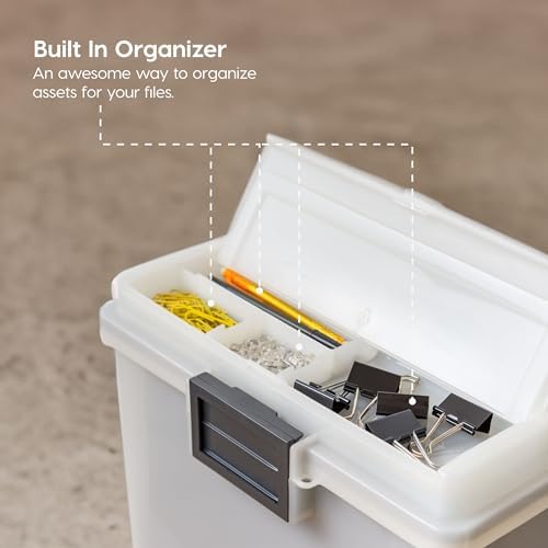 IRIS USA WeatherPro Portable File Box Organizer, 19 Qt. Pearl - Image 5