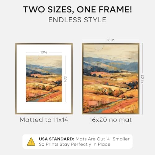 Homeforia 16x20 Bronze Picture Frame, High-End Metal, 11x14 Mat, Glass - Image 2