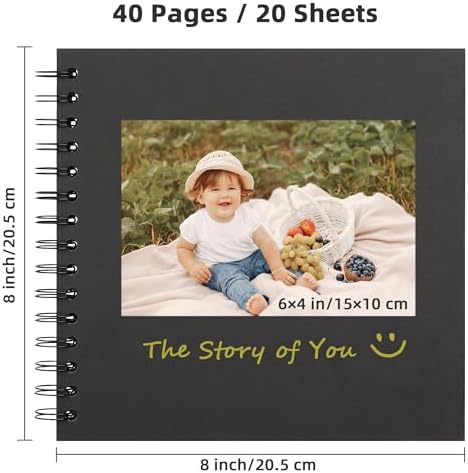 Scrapbook Album 8x8in, Acid-Free Kraft Paper 20 Sheets 40 Pages - Image 2