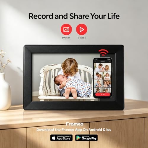 Digital Picture Frame, 10.1 Inch Frameo Digita Photo Frame WiFi, 1280x800 IPS HD Touch Screen 16GB Storage Space,Wall-Mounted,Auto-Rotate, Instantly Share Photos/Videos via App,Black - Image 3