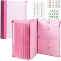 Important Document Organizer|Personal Binder Organizer with Labels Accordion File Stylish Binder for Storing Important Papers, Certificates, Passports, Photos, and Letters(Pink) by ruileeccl