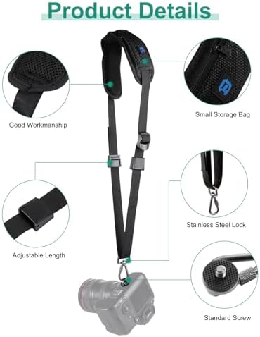 PULUZ Camera Shoulder Strap with Quick Release and Anti-Slip Soft Pad, Adjustable Camera Sling Strap for Photographers - Image 2