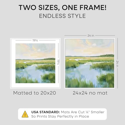 Homeforia 24x24 White Picture Frame, High-End Metal, 20x20 Mat, Glass - Image 3