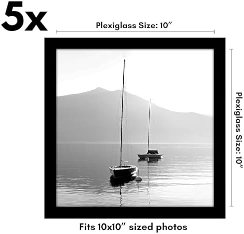 Americanflat 10x10 Picture Frame 5-Pack - Slim Molding - Black - Image 2