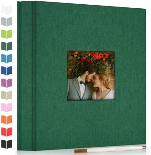 Artfeel Photo Album Self Adhesive Scrapbook Album for 3x5 4x6 5x7 8x10 Pictures,120 Pages Linen Cover with Display Window DIY Photo Book,Ideal Gifts for Family Travel Wedding Baby by Artfeel