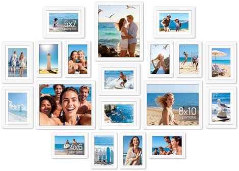 upsimples Picture Frames set of 19, Including 8x10, 5x7, 4x6 White Frame by upsimples
