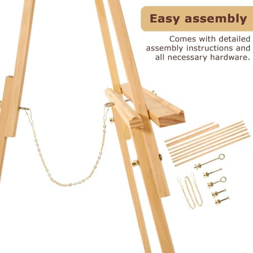 VISWIN 3Pcs 63" Easel Stand for Wedding Signs, Adjustable Wooden Display Easel with Holder, Tripod Floor Easel for Welcome Board, Poster, Picture, Photos, Paintings - Natural - Image 5