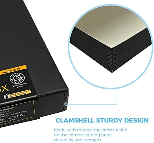 Lineco Clamshell Archival Storage Box, 9.5x12.5x1.75 Inch, Black - Image 4